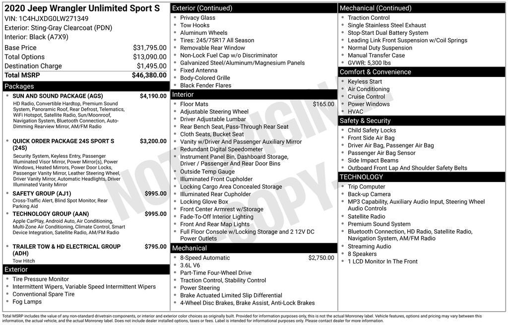 2020 Jeep Wrangler Unlimited Sport S