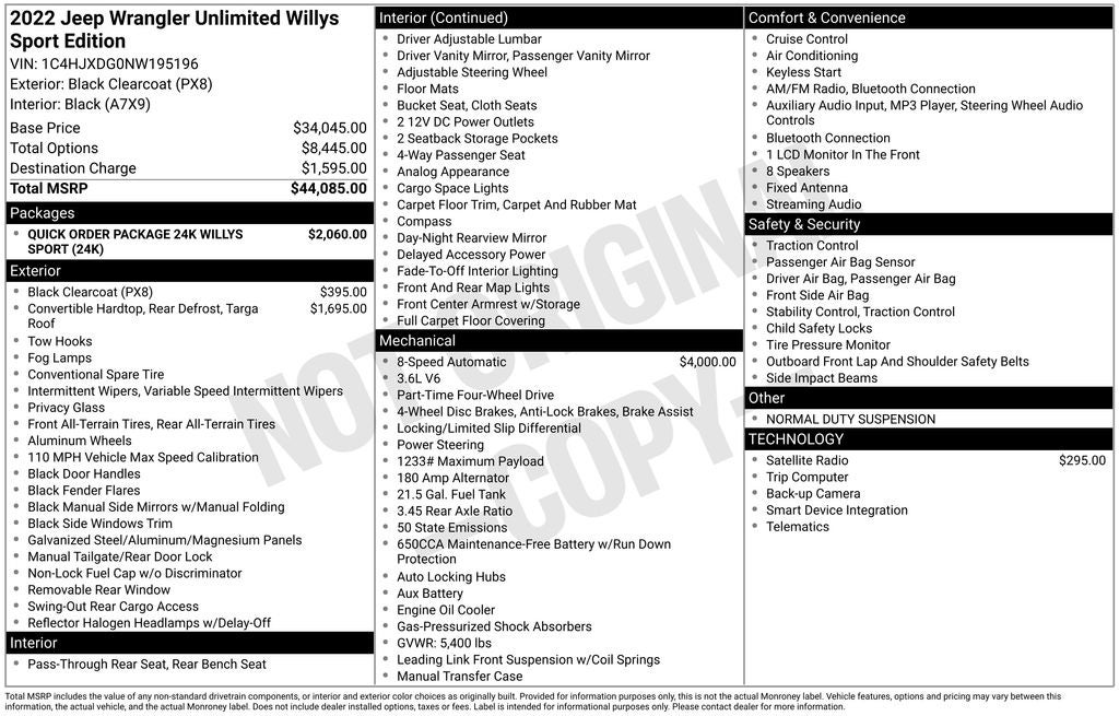 2022 Jeep Wrangler Unlimited Willys