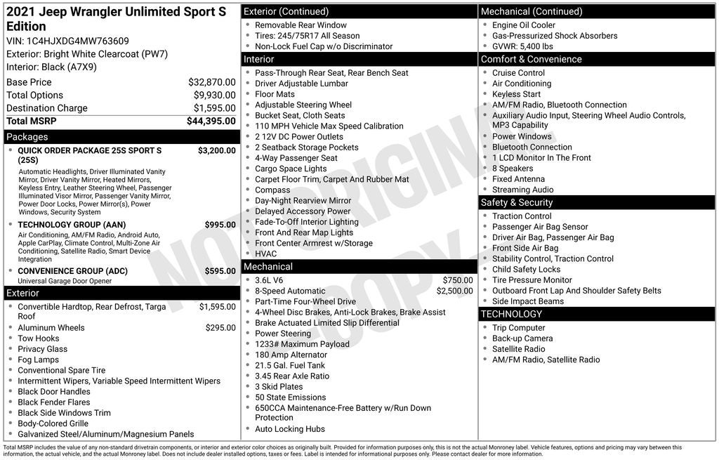 2021 Jeep Wrangler Unlimited Sport S