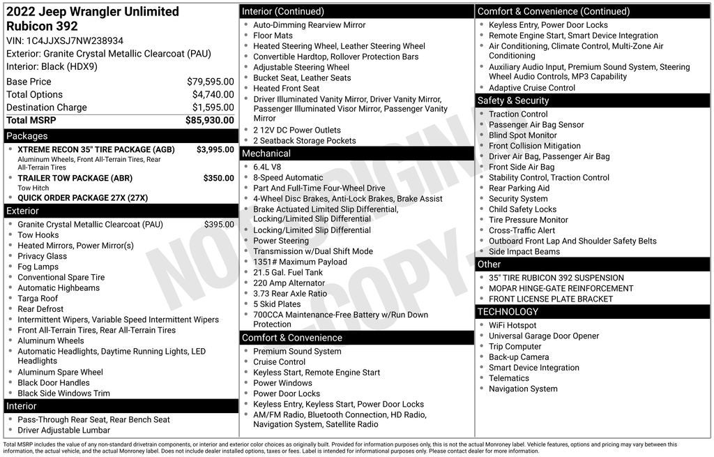 2022 Jeep Wrangler Unlimited Rubicon 392