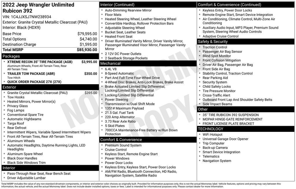 2022 Jeep Wrangler Unlimited Rubicon 392