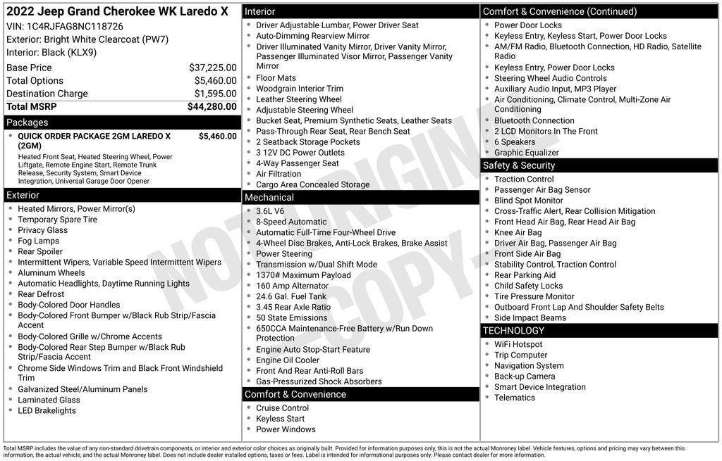 2022 Jeep Grand Cherokee WK Laredo X