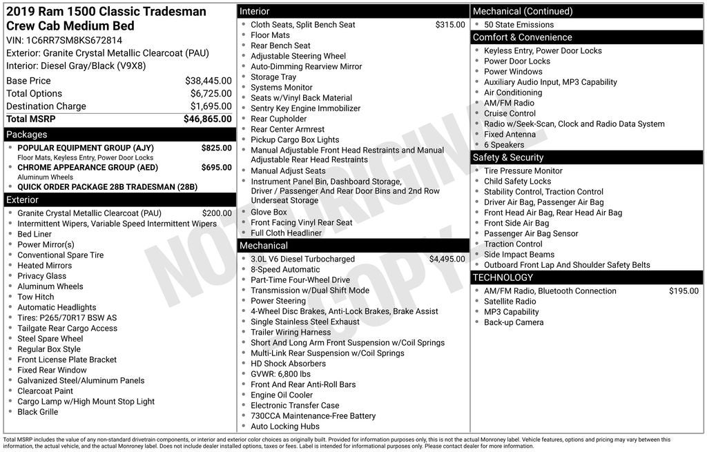 2019 RAM 1500 Classic Tradesman