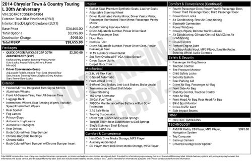 2014 Chrysler Town & Country Touring-L 30th Anniversary