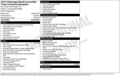 2013 Volkswagen Beetle 2.0 TSi 60's Edition