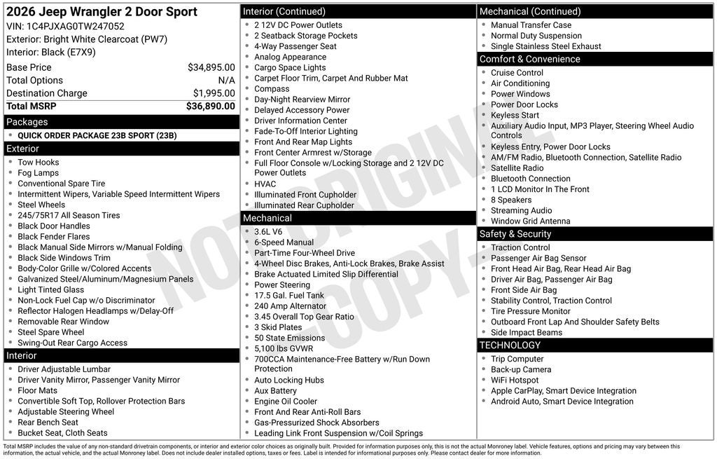 2026 Jeep Wrangler Sport