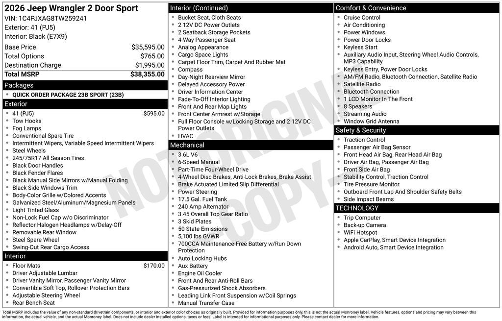 2026 Jeep Wrangler Sport