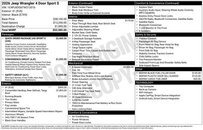 2026 Jeep Wrangler Sport S