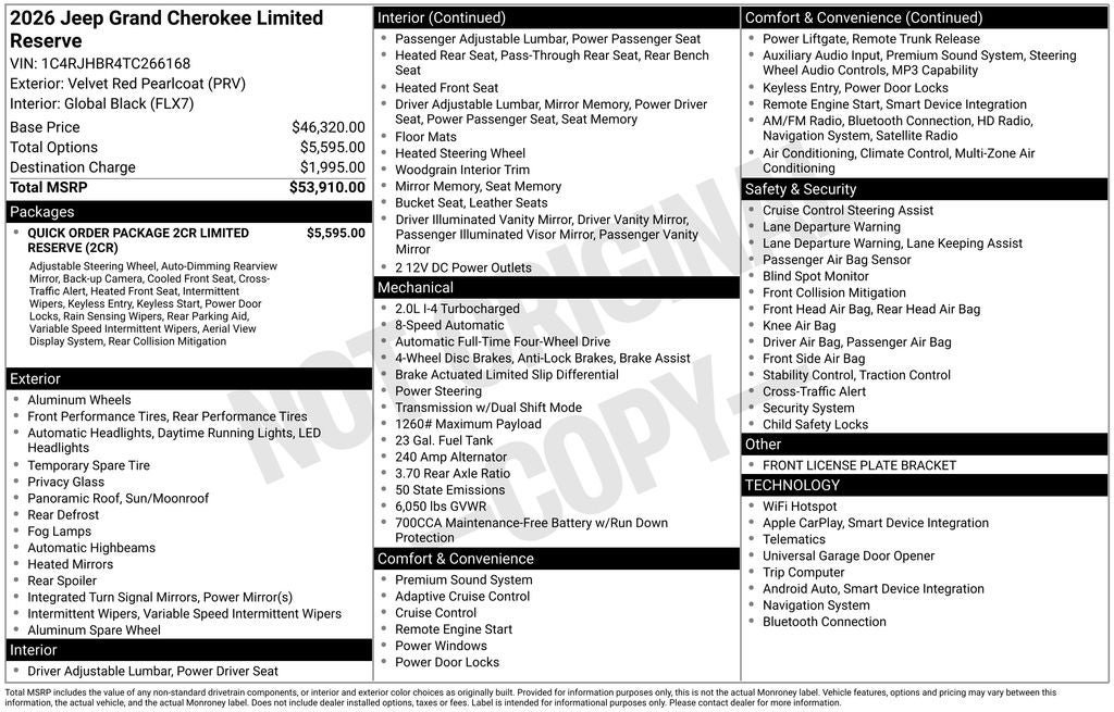 2026 Jeep Grand Cherokee Limited Reserve