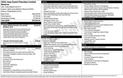 2026 Jeep Grand Cherokee Limited Reserve