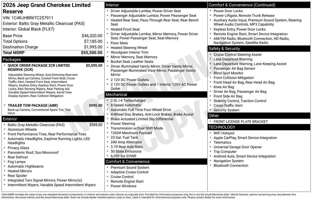 2026 Jeep Grand Cherokee Limited Reserve