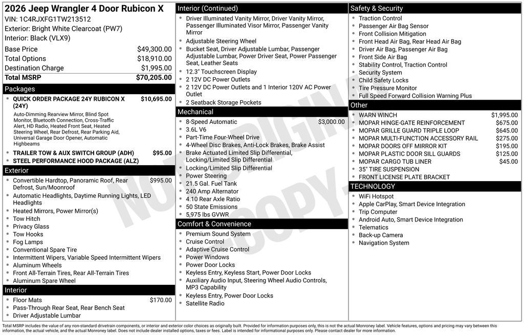 2026 Jeep Wrangler Rubicon X