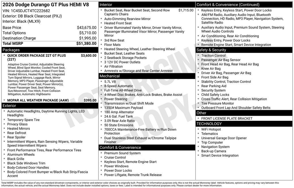 2026 Dodge Durango GT Plus HEMI V8