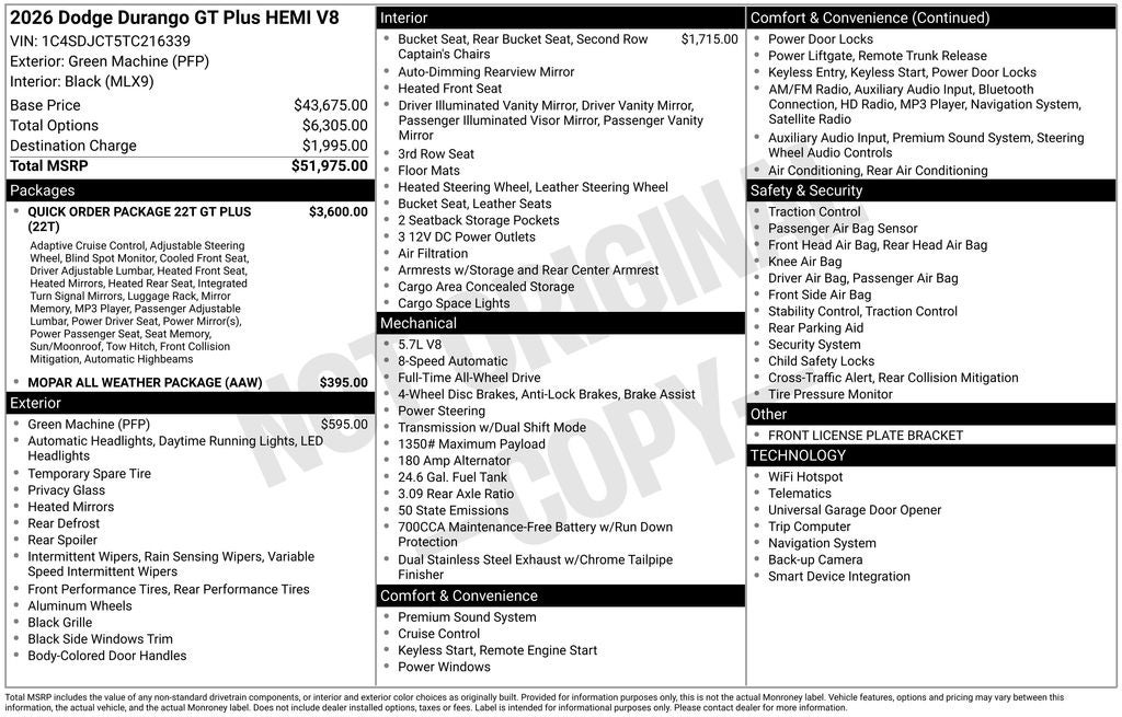 2026 Dodge Durango GT Plus HEMI V8