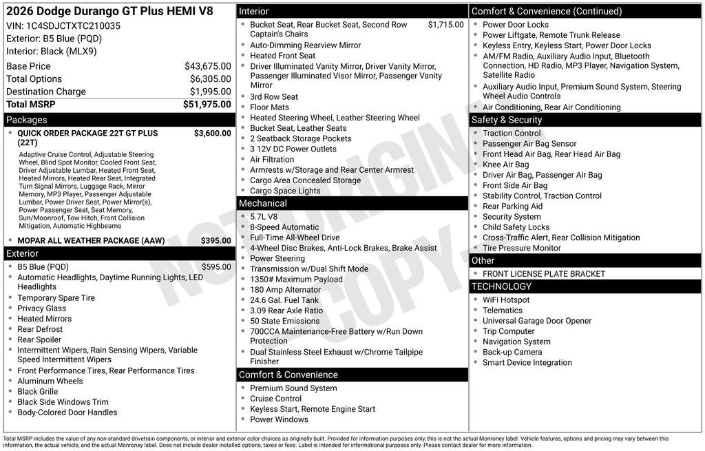 2026 Dodge Durango GT Plus HEMI V8