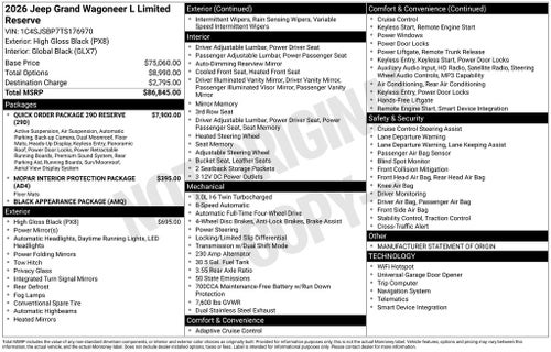 2026 Jeep Grand Wagoneer L Limited Reserve