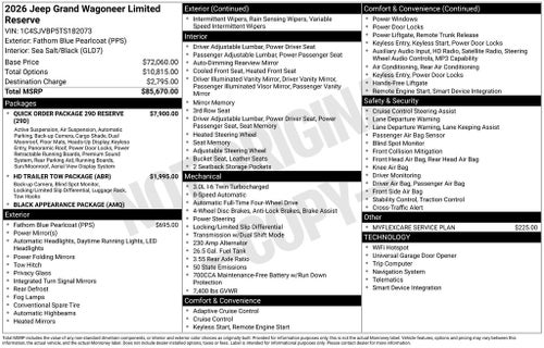 2026 Jeep Grand Wagoneer Limited Reserve