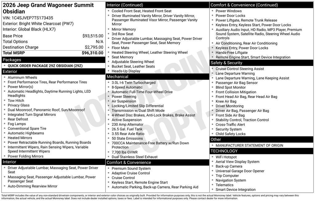 2026 Jeep Grand Wagoneer Summit Obsidian