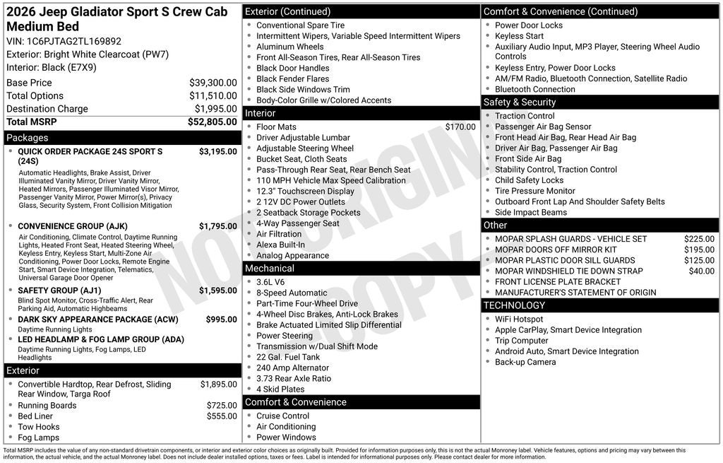 2026 Jeep Gladiator Sport S