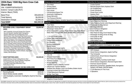 2026 RAM 1500 Big Horn/Lone Star