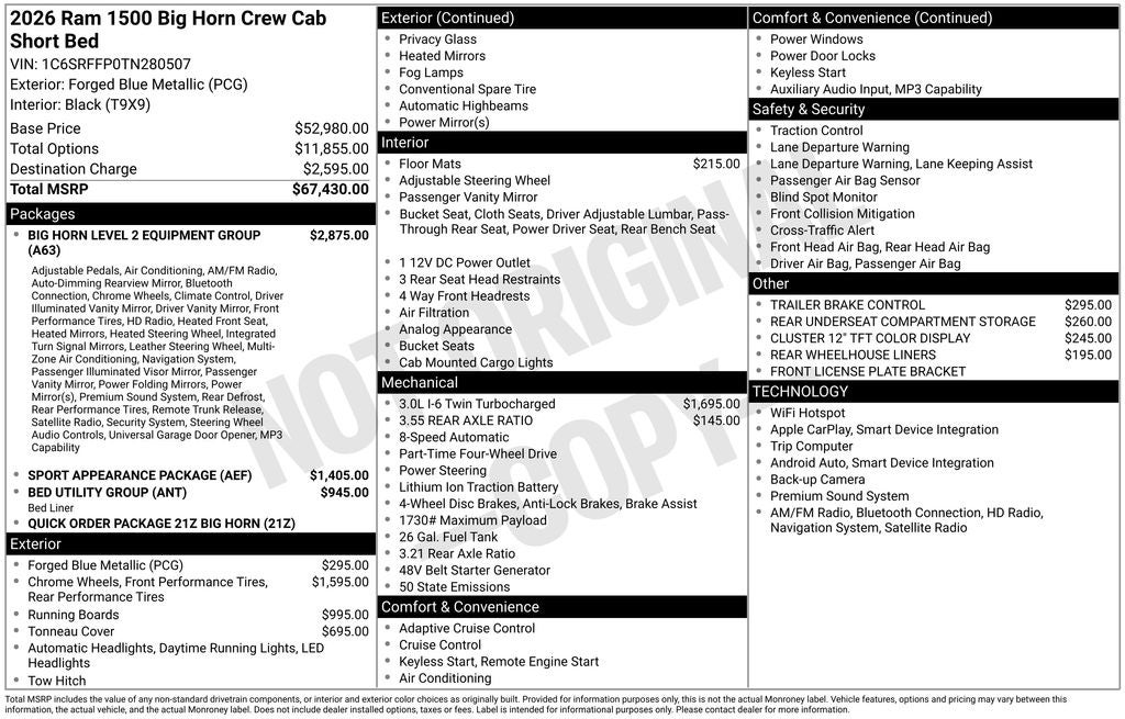 2026 RAM 1500 Big Horn/Lone Star