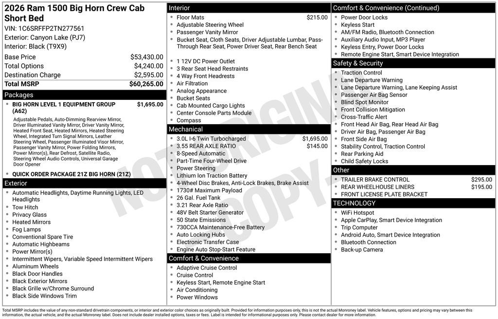 2026 RAM 1500 Big Horn/Lone Star