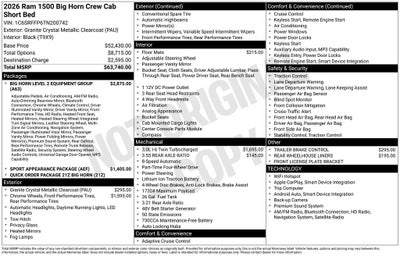 2026 RAM 1500 Big Horn/Lone Star