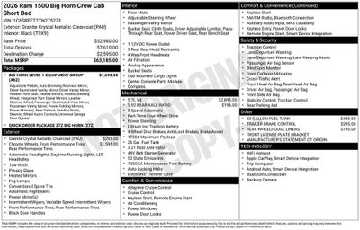 2026 RAM 1500 Big Horn/Lone Star