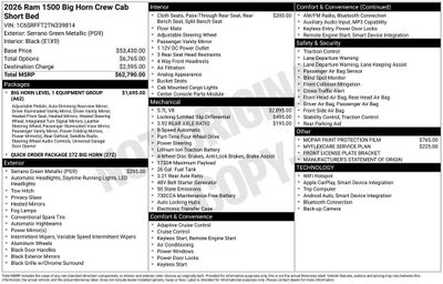 2026 RAM 1500 Big Horn/Lone Star