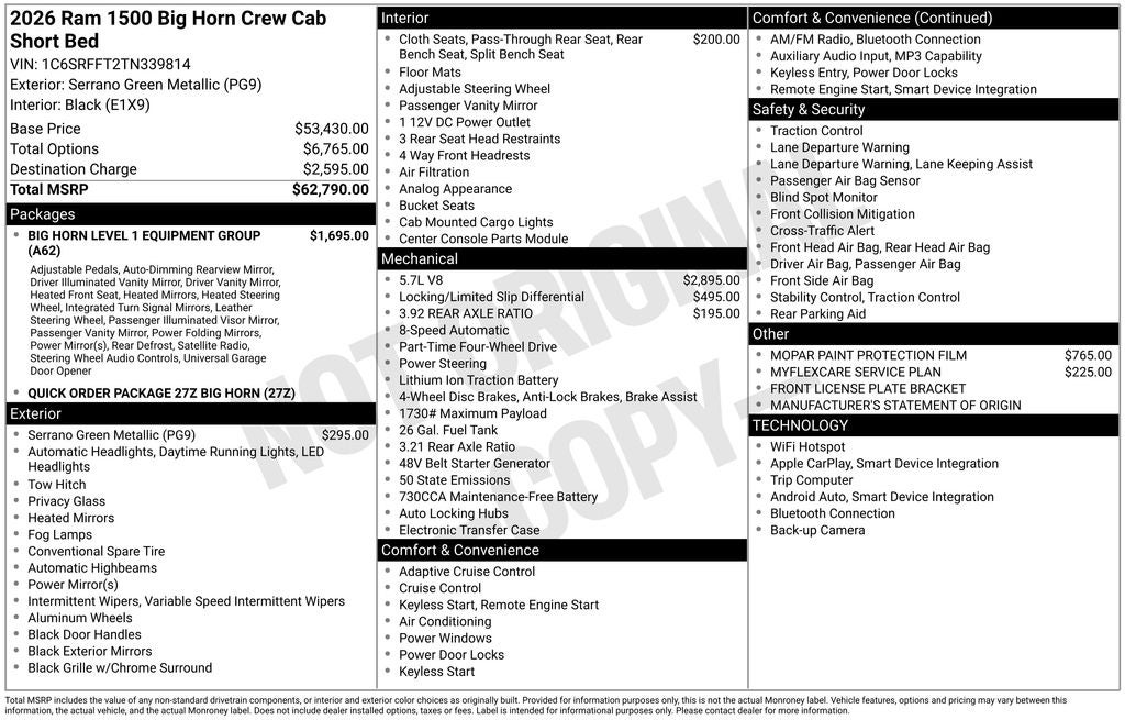 2026 RAM 1500 Big Horn/Lone Star