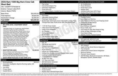 2026 RAM 1500 Big Horn/Lone Star