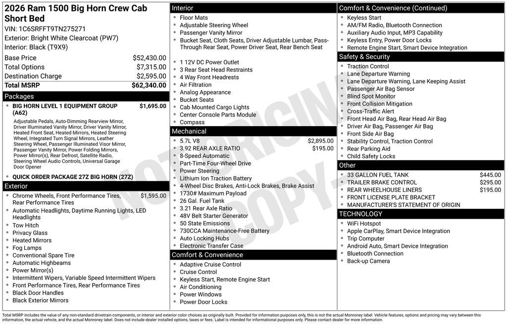 2026 RAM 1500 Big Horn/Lone Star