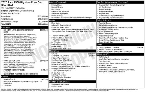 2026 RAM 1500 Big Horn/Lone Star