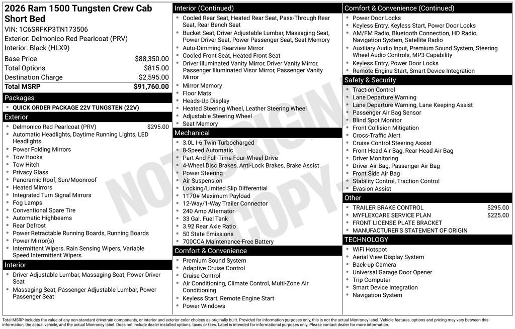2026 RAM 1500 Tungsten