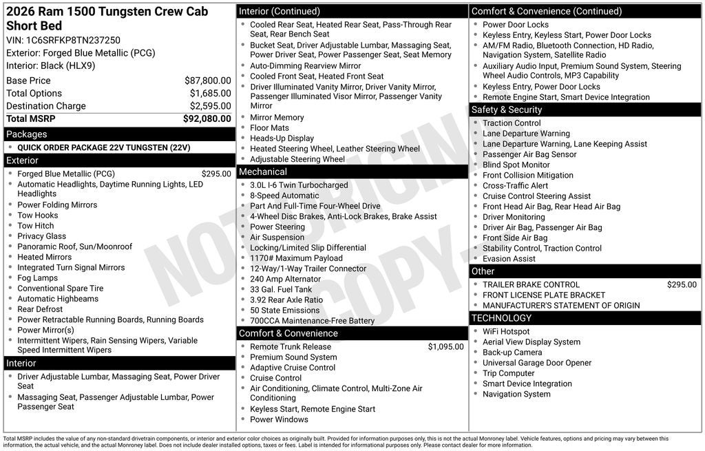 2026 RAM 1500 Tungsten