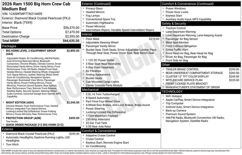 2026 RAM 1500 Big Horn/Lone Star