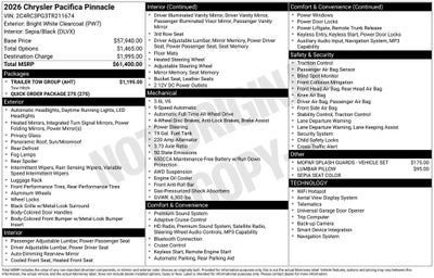 2026 Chrysler Pacifica Pinnacle