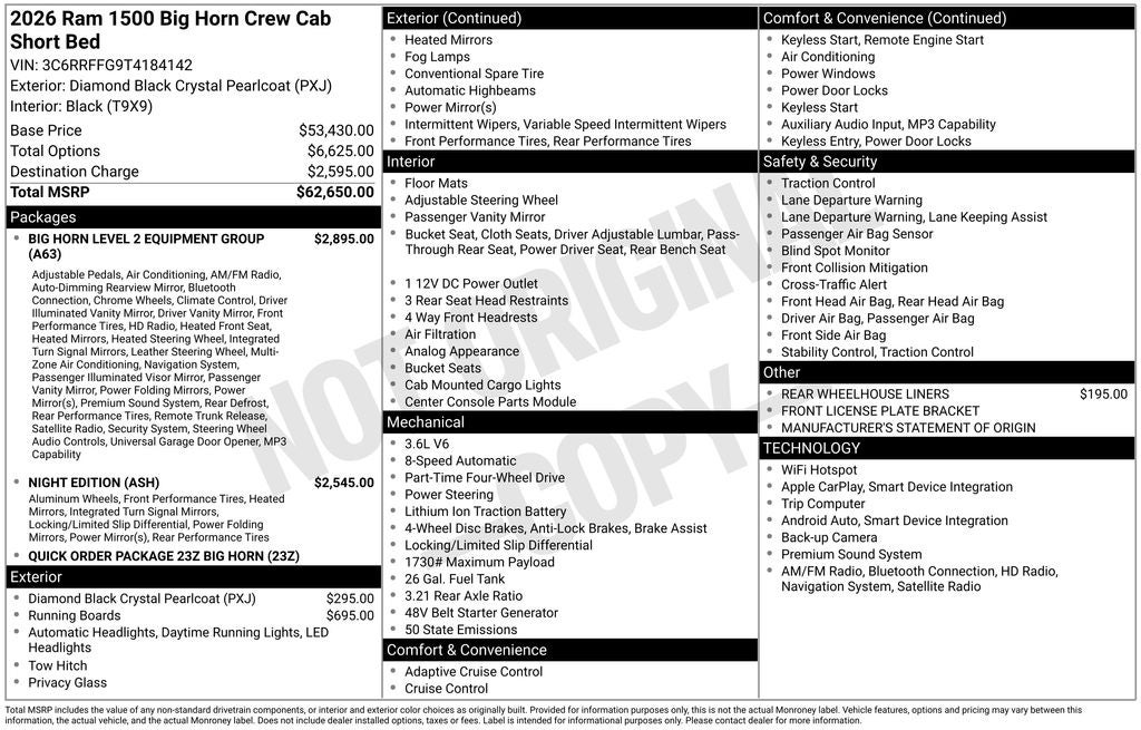 2026 RAM 1500 Big Horn/Lone Star