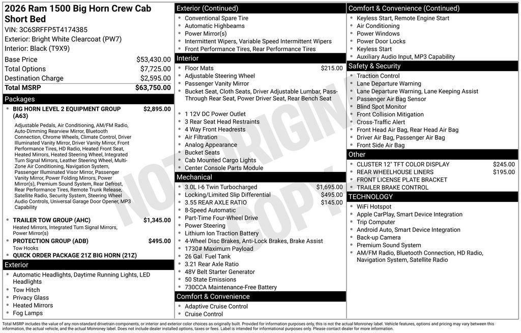 2026 RAM 1500 Big Horn/Lone Star
