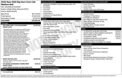 2026 RAM 2500 Big Horn
