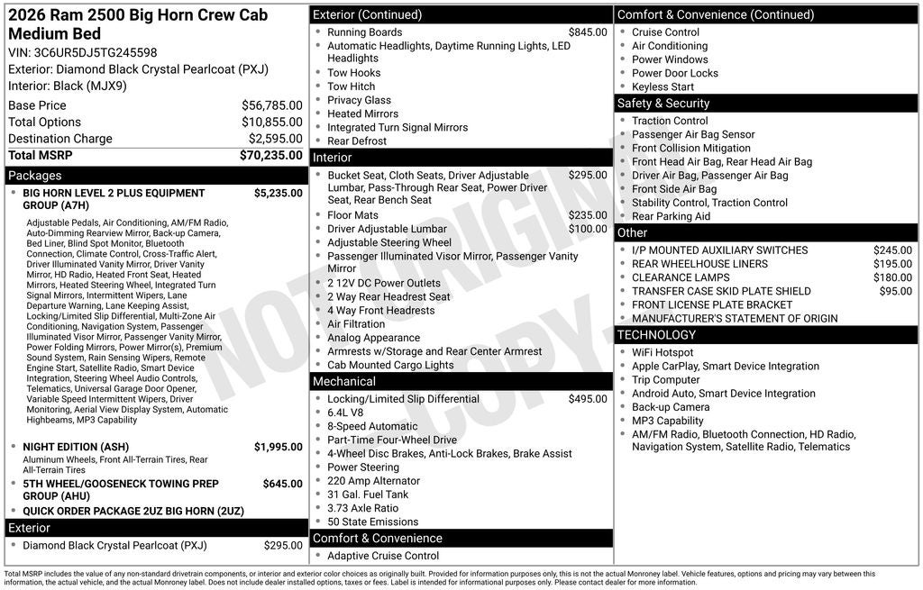 2026 RAM 2500 Big Horn